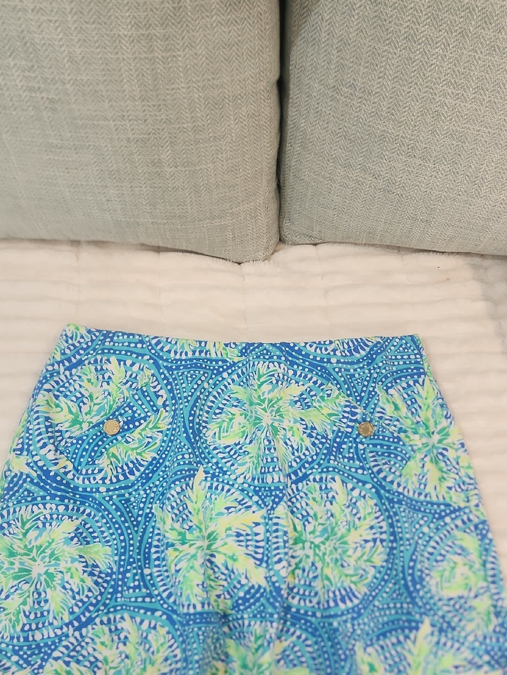 Lilly Pulitzer Aqua Skort with Tropical Multicolor Waistband